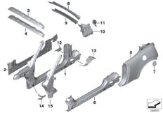 Детали бокового каркаса для BMW R59 Cooper N16 (схема запасных частей)