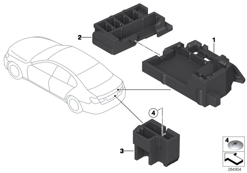 Крепление приборов для BMW F01N Hybrid 7 N55 (схема запчастей)