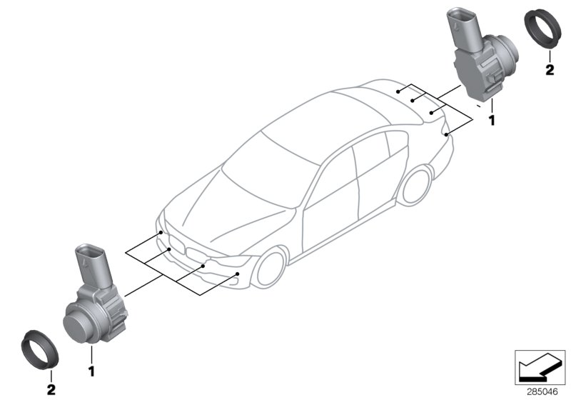 Ультразвуковой датчик для BMW F34N 330dX N57N (схема запчастей)