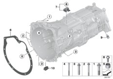 Дополнительные элементы КПП/крепление для BMW F30 328iX N20 (схема запасных частей)