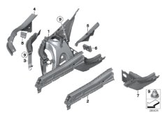 Колесная ниша/лонжерон для BMW F25 X3 20dX B47 (схема запасных частей)