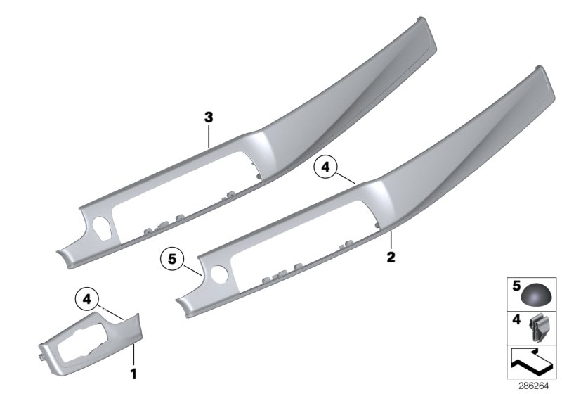 Декор.накладки панели приборов для BMW F10 M550dX N57X (схема запчастей)