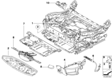Каркас подушки переднего сиденья для BMW E72 Hybrid X6 N63 (схема запасных частей)