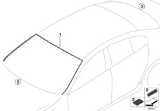 Остекление, дополнительные элементы для BMW F13N 650iX 4.0 N63N (схема запасных частей)