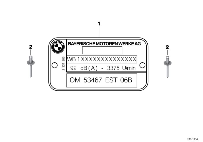 Типовой шильдик/шильдик с данными для BMW 259S R 1100 S 98 (0422,0432) 0 (схема запчастей)