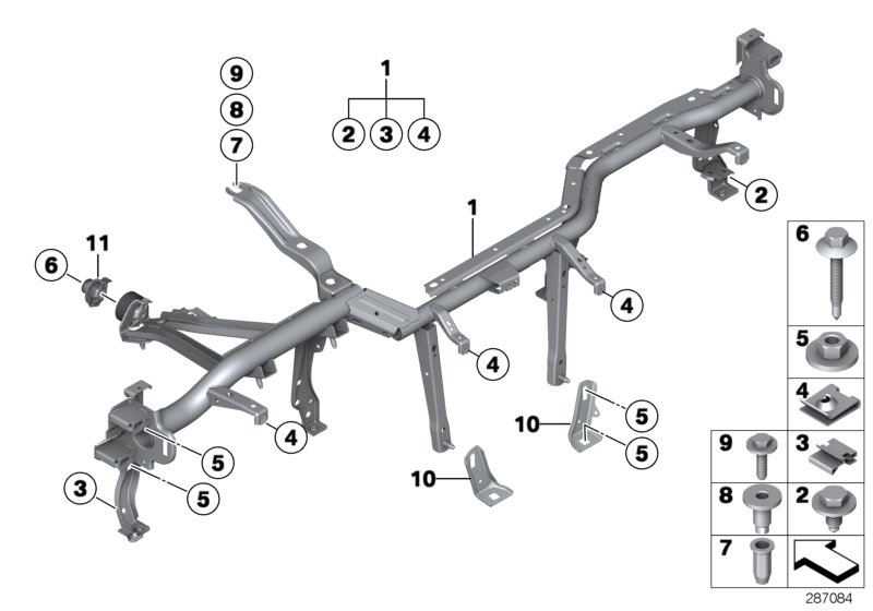 опора панели приборов для BMW F87N M2 Competition S55 (схема запчастей)