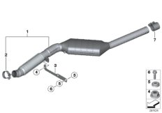 Катализатор/передний доп.глушитель для BMW E83N X3 3.0sd M57N2 (схема запасных частей)