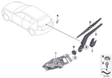 Детали очистителя заднего стекла для BMW F20 M135iX N55 (схема запасных частей)