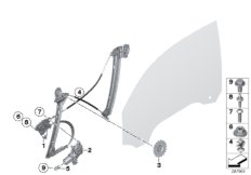 Механизм перемещения стекла двери Пд для BMW F23 M235i N55 (схема запасных частей)