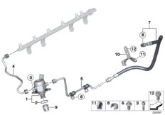 Насос высокого давления/трубопроводы для BMW F02N 740Li N55 (схема запасных частей)