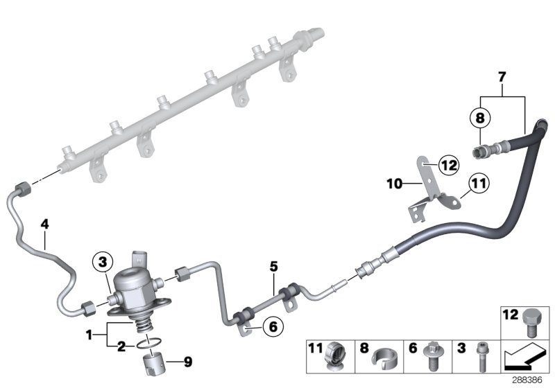 Pompa ad alta pressione - RIcambi Usati для BMW F33 435iX N55 (схема запчастей)