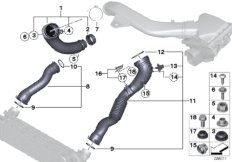 Воздуховод наддувочного воздуха для BMW F20N M135iX N55 (схема запасных частей)