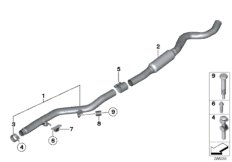 Передний дополнительный глушитель для BMW F36 420i N20 (схема запасных частей)