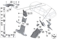 Облицовка стойки A / B / C / D для BMW F07 535d N57Z (схема запасных частей)