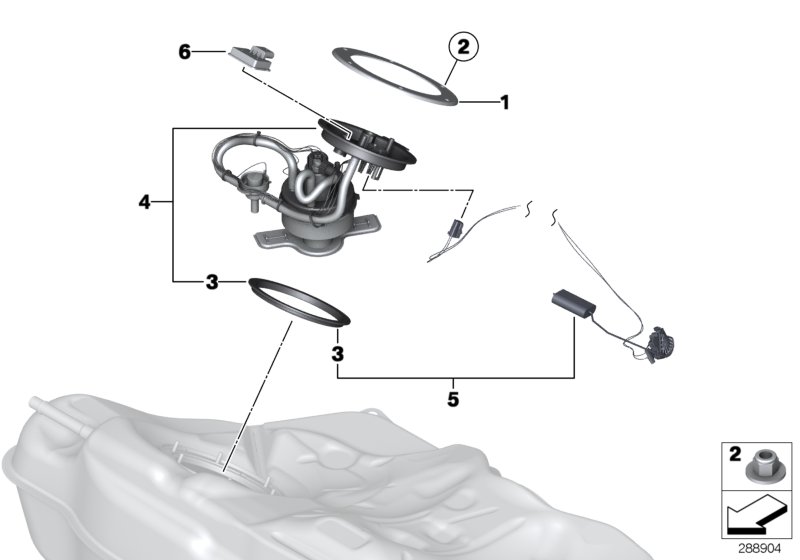 Топливный насос/датчик уровня наполнения для BMW F10 M5 S63N (схема запчастей)