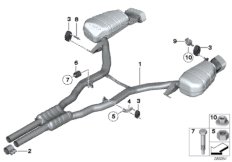 Система выпуска ОГ Зд для BMW F10N M550dX N57X (схема запасных частей)