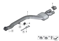 Катализатор/передний доп.глушитель для BMW F11 M550dX N57X (схема запасных частей)