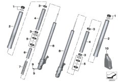 Детали телескопической вилки для BMW K19 C 650 GT (0133, 0134) 0 (схема запасных частей)