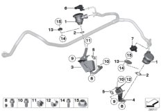 Трубопроводы системы нейтрализации ОГ для BMW RR4 Ghost N74R (схема запасных частей)