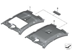 Инд.фасонная панель потолка Alcantara для BMW F06N 640dX N57Z (схема запасных частей)