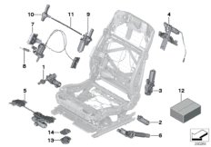 Сиденье Пд, э/оборудование и приводы для BMW F11 530i N52N (схема запасных частей)