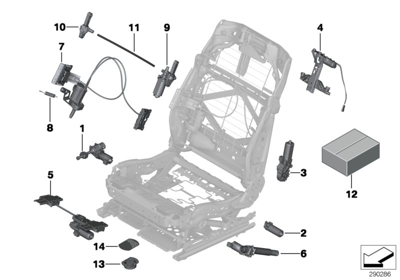 Сиденье Пд, э/оборудование и приводы для BMW F02 750LiX N63 (схема запчастей)