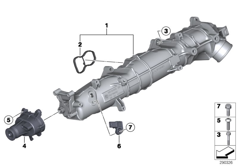 Система впуска AGR с упр.заслонками для BMW F15 X5 M50dX N57X (схема запчастей)