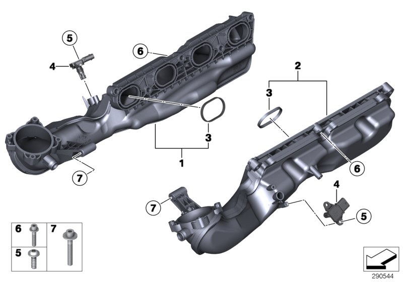 Система впуска для BMW F13 650i N63N (схема запчастей)