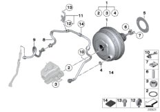 Вакуумный усилитель тормозов для BMW F11 M550dX N57X (схема запасных частей)