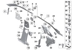 Облицовка Пд / Ср / Зд стойки для BMW RR4 Ghost N74R (схема запасных частей)