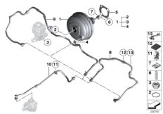 Вакуумный усилитель тормозов для BMW F11 530i N52N (схема запасных частей)