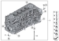 Блок-картер двигателя для BMW F16 X6 M50dX N57X (схема запасных частей)
