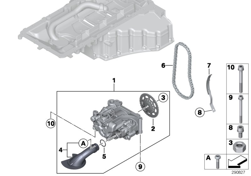 Смазочная система/маслян.насос с прив. для BMW F13N M6 S63N (схема запчастей)