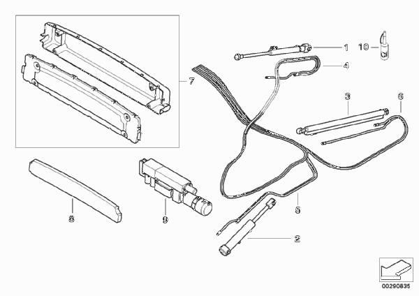 Гидравлический узел складного верха для BMW E64 M6 S85 (схема запчастей)