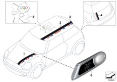 Наклейка спец.серии Olympic Edition для BMW R56N Cooper S N18 (схема запасных частей)