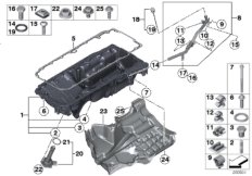 Масляный картер/маслоизмерит.приспособл. для BMW F11 M550dX N57X (схема запасных частей)