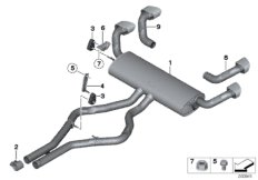 Система выпуска ОГ Зд для BMW E71 X6 M50dX N57X (схема запасных частей)