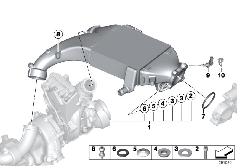 Охладитель наддувочного воздуха для BMW F02N 750LdX N57X (схема запчастей)
