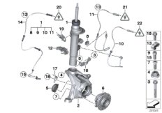 Стойка амортизатора Пд EDC/доп.элементы для BMW F25 X3 18d N47N (схема запасных частей)