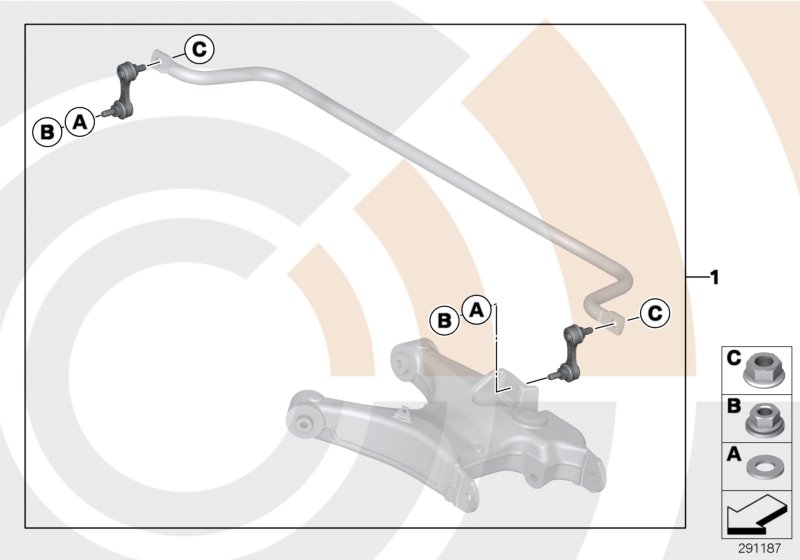 Ремкомплект стойки штанги стабилизатора для BMW E39 525tds M51 (схема запчастей)