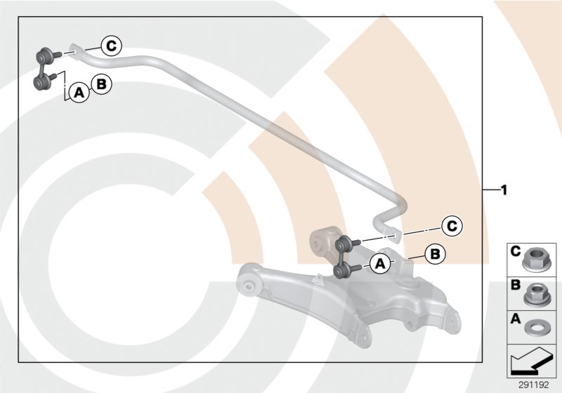Ремкомплект стойки штанги стабилизатора для BMW E53 X5 4.6is M62 (схема запчастей)
