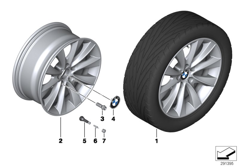 Л/c диск BMW с V-обр.спиц.диз.425 - 18'' для BMW F01 750i N63 (схема запчастей)