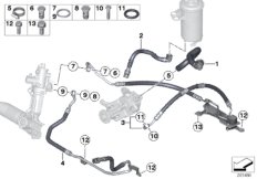 Маслопроводы гидроусилителя рул.управл. для BMW E70N X5 M50dX N57X (схема запасных частей)