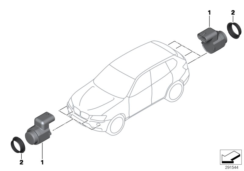 Ультразвуковой датчик для BMW E83N X3 3.0sd M57N2 (схема запчастей)
