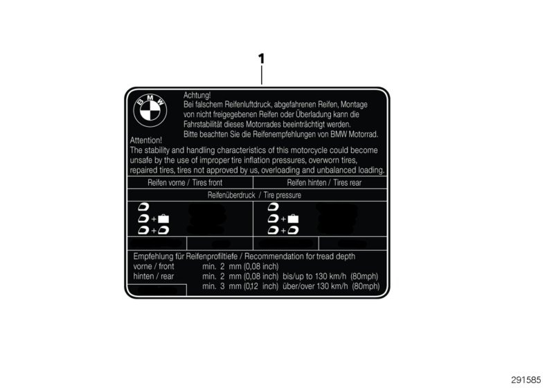 Шильдик "Bereifung" для BMW K18 C 650 Sport 16 (0C04, 0C14) 0 (схема запчастей)