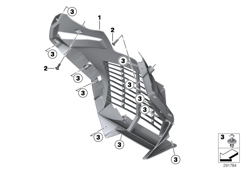 Щиток радиатора пластик для BMW K18 C 650 Sport 16 (0C04, 0C14) 0 (схема запчастей)