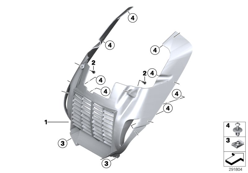 Щиток радиатора пластик для BMW K19 C 650 GT 16 (0C05, 0C15) 0 (схема запчастей)