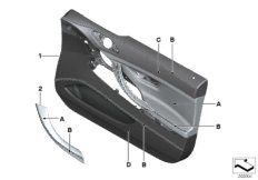 Индивидуальная обшивка двери кожа Пд для BMW F06 650iX 4.4 N63N (схема запасных частей)