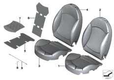 Набивка и обивка передн.сиденья для BMW R59 Cooper S N18 (схема запасных частей)
