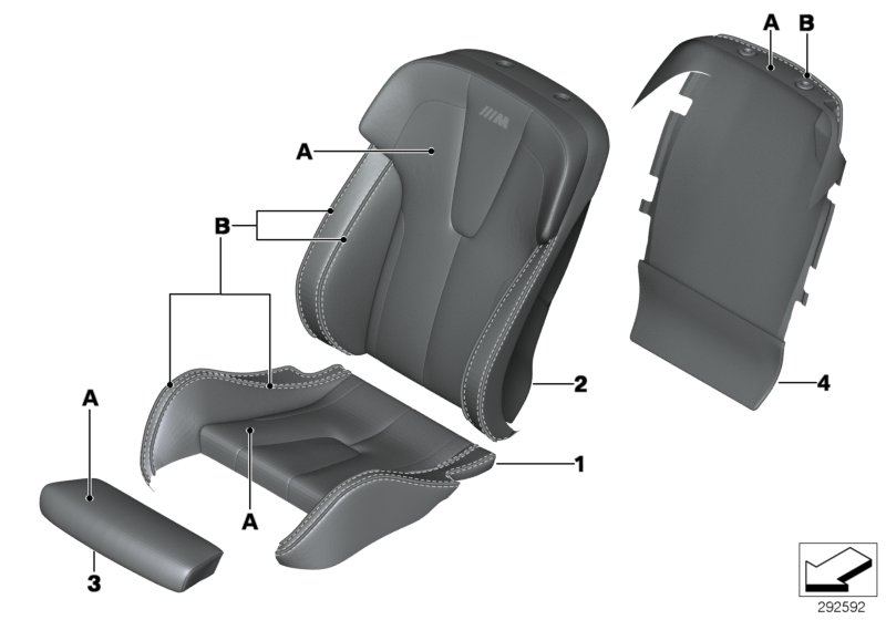 Обивка Individual многоф.сид.в M-стиле для BMW F13N M6 S63N (схема запчастей)